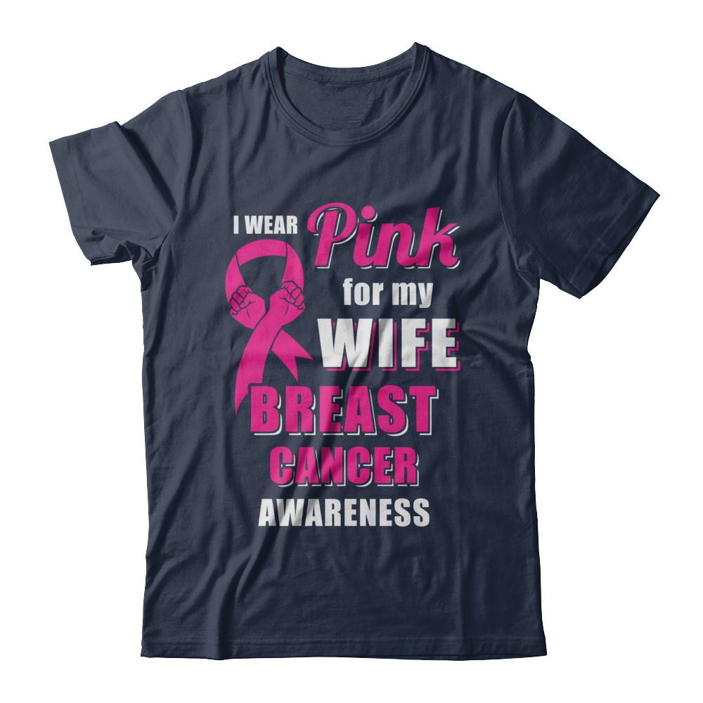 I Wear Pink For My Wife Breast Cancer Husband-T-Shirt & Hoodie-Classic T-Shirt-Navy