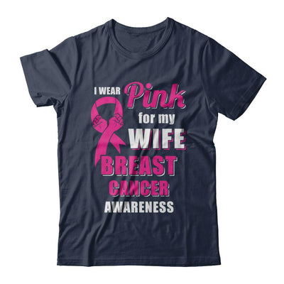 I Wear Pink For My Wife Breast Cancer Husband-T-Shirt & Hoodie-Classic T-Shirt-Navy