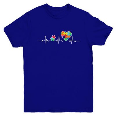 Autism Puzzle Heartbeat Autism Awareness Youth-Youth Shirt-