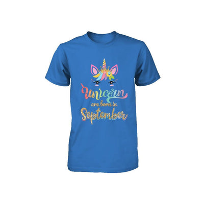 Cute Unicorns Are Born In September Birthday Gift Youth-Youth Shirt-