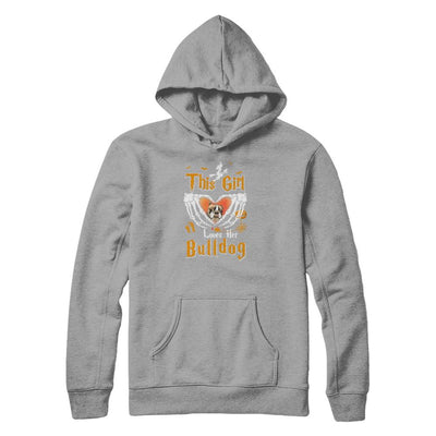 This Girl Love Her Dog Bulldog Halloween-T-Shirt & Tank Top-Pullover Hoodie-Light Steel