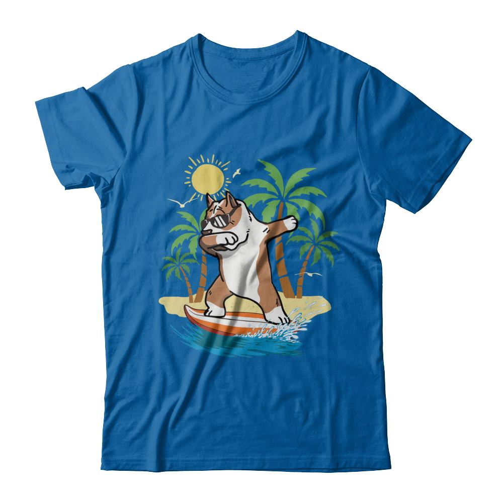 Summer Vacation Dabbing Pit bull Surfing Surfboard Gift-T-Shirt & Hoodie-Classic T-Shirt-Royal