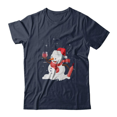 Snowman Wine Drinking Wine Lovers Christmas Gift-T-Shirt & Sweatshirt-Classic T-Shirt-Navy