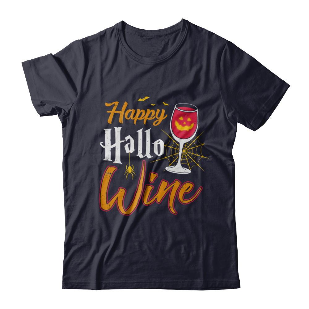 Happy Hallo Wine Funny Halloween-T-Shirt & Sweatshirt-Premium T-Shirt-Midnight Navy