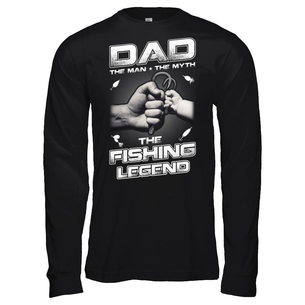Dad The Man The Myth The Fishing Legend-T-Shirt & Hoodie-Long Sleeve T-Shirt-Black