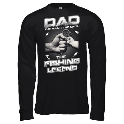 Dad The Man The Myth The Fishing Legend-T-Shirt & Hoodie-Long Sleeve T-Shirt-Black