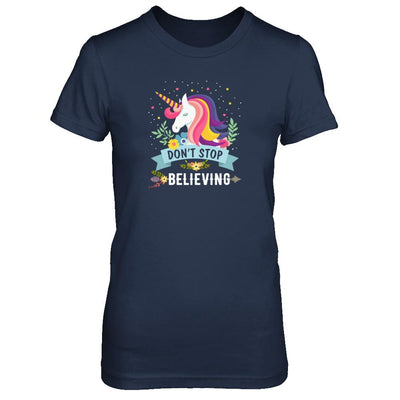Unicorn Don't Stop Believing-T-Shirt & Tank Top-Women's T-Shirt-Navy