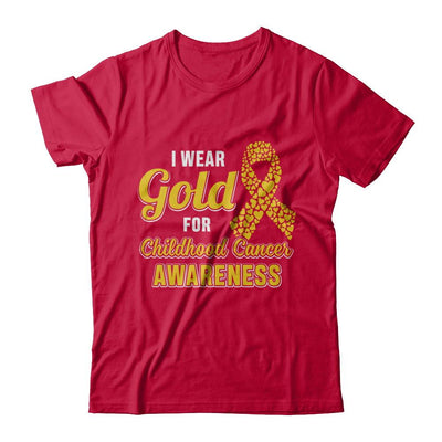 Dad Mom I Wear Gold For Childhood Cancer Awareness-T-Shirt & Hoodie-Classic T-Shirt-Red
