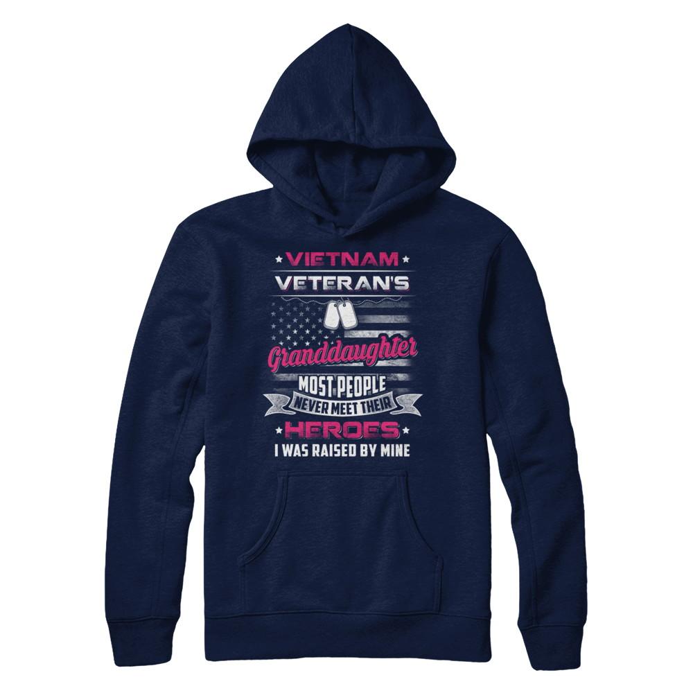 Vietnam Veteran's Granddaughter I Was Raised By Mine-T-Shirt & Hoodie-Pullover Hoodie-Navy
