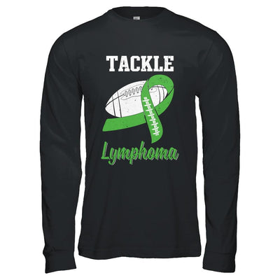 Football Survivor Tackle Green Lymphoma Awareness-T-Shirt & Hoodie-Long Sleeve T-Shirt-Black