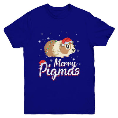 Merry Pigmas Funny Guinea Pig Santa Hat Christmas Gift Youth-Youth Shirt-Youth T-Shirt-Navy