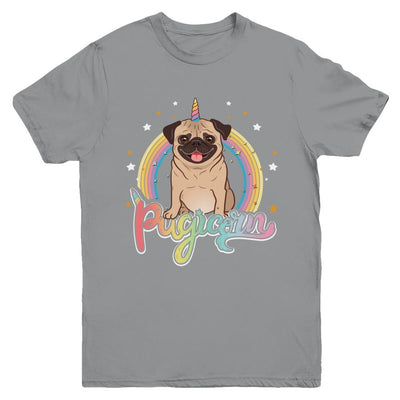 Rainbow Pugicorn Pug Unicorn For Kids Youth-Youth Shirt-Youth T-Shirt-Sport Grey