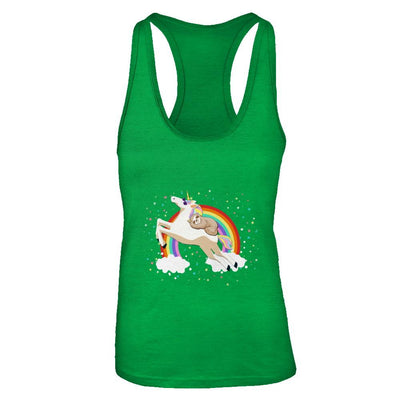 Funny Sloth Riding Unicorn Lover-T-Shirt & Tank Top-Women's Ideal Racerback Tank-Kelly Green
