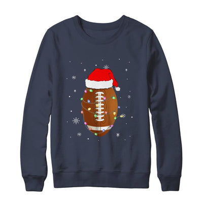 Santa Hat Football Christmas Gifts-T-Shirt & Sweatshirt-Crewneck Sweatshirt-Navy
