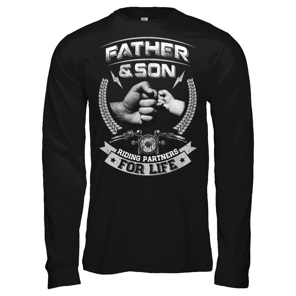 Motocross Father And Son Riding Partners For Life-T-Shirt & Hoodie-Long Sleeve T-Shirt-Black