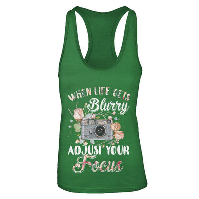 When Life Gets Blurry Adjust Your Focus Photographer-T-Shirt & Tank Top-Women's Ideal Racerback Tank-Kelly Green