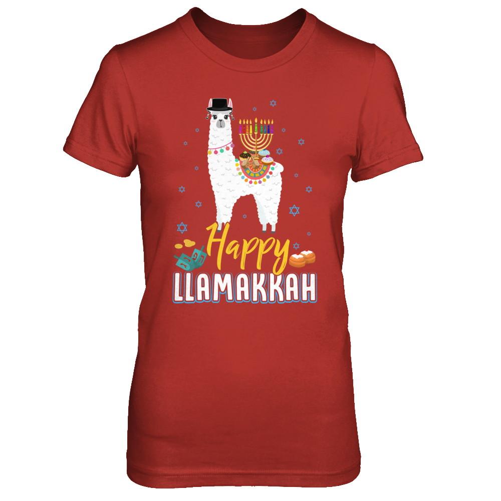 Funny Happy Llamakkah Hanukkah Llama-T-Shirt & Sweatshirt-Women's T-Shirt-Red