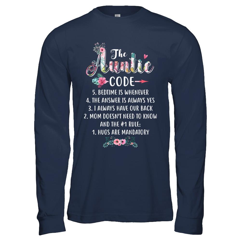 Funny The Auntie Code-T-Shirt & Hoodie-Long Sleeve T-Shirt-Navy