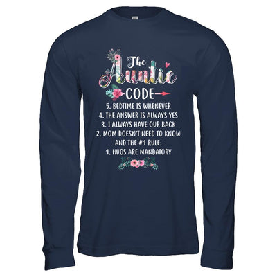 Funny The Auntie Code-T-Shirt & Hoodie-Long Sleeve T-Shirt-Navy