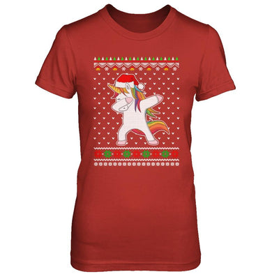 Dabbing Tangled Lights Ugly Christmas Sweater Girls-T-Shirt & Sweatshirt-Women's T-Shirt-Red