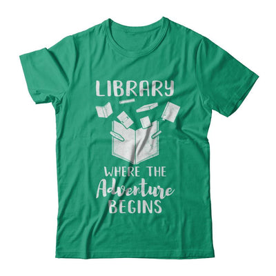 Library Where The Adventure Begins Funny Read Book-T-Shirt & Hoodie-Classic T-Shirt-Kelly Green