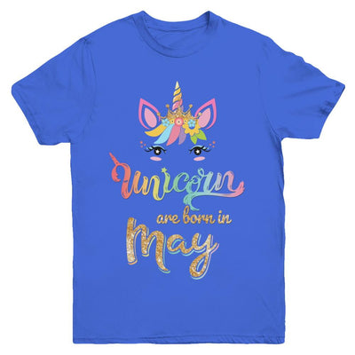 Cute Unicorns Are Born In May Birthday Gift Youth-Youth Shirt-Youth T-Shirt-Royal