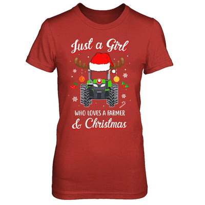 Just A Girl Who Loves A Farmer And Christmas-T-Shirt & Sweatshirt-Women's T-Shirt-Red