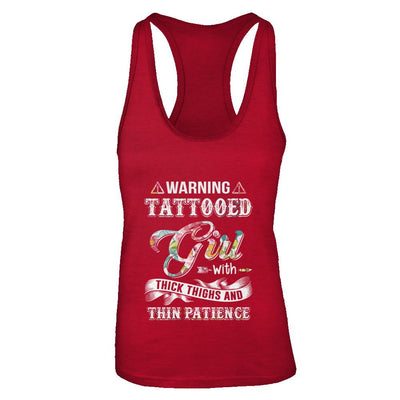 Warning Tattooed Girl With Thick Thighs And Thin Patience-T-Shirt & Tank Top-Women's Ideal Racerback Tank-Red