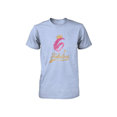 6Th And Fabulous Six Birthday Youth-Youth Shirt-Youth T-Shirt-Blue Triblend