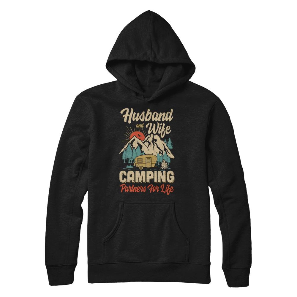 Husband And Wife Camping Partners For Life Camping-T-Shirt & Hoodie-Pullover Hoodie-Black