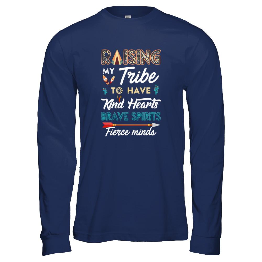Raising My Tribe To Have Kind Hearts Brave-T-Shirt & Tank Top-Long Sleeve T-Shirt-Navy