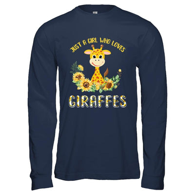 Just A Girl Who Loves Giraffes And Sunflowers-T-Shirt & Hoodie-Long Sleeve T-Shirt-Navy