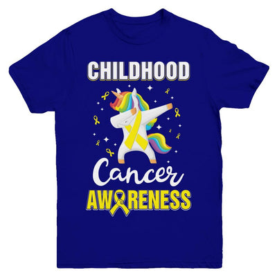 Childhood Cancer Awareness Cute Unicorn Warrior Youth-Youth Shirt-Youth T-Shirt-Navy