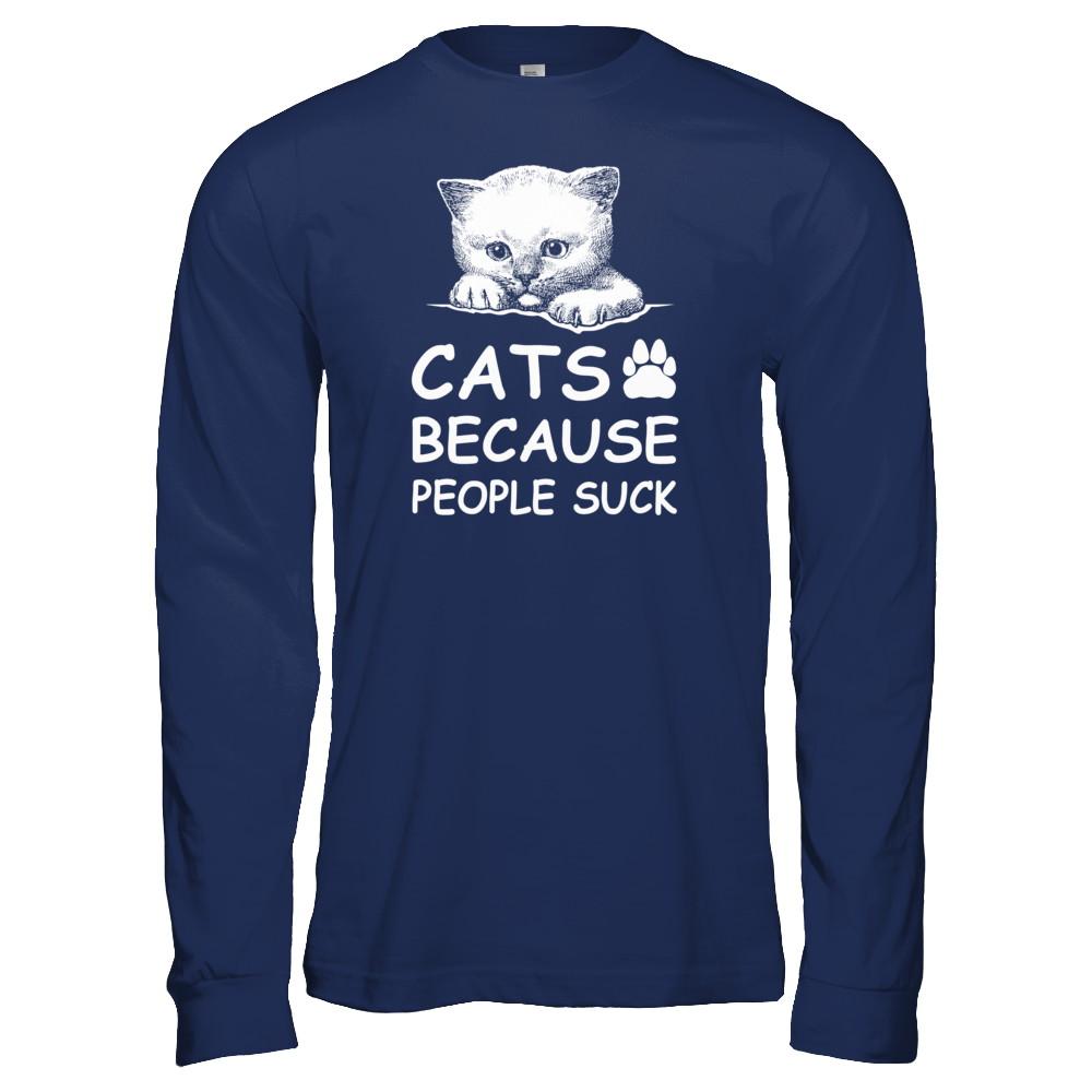 Cats Because People Suck-T-Shirt & Tank Top-Long Sleeve T-Shirt-Navy