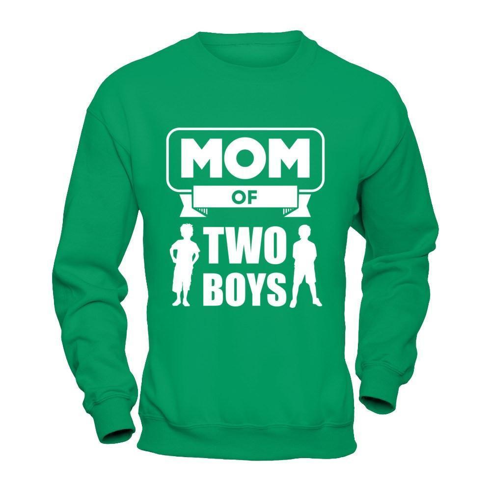 Mom Of Two Boys-T-Shirt & Hoodie-Crewneck Sweatshirt-Irish Green