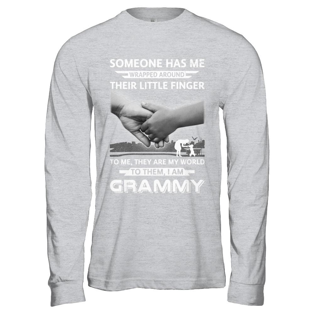 Someone Has Me Wrapped Around Their Little Finger GRAMMY-T-Shirt & Hoodie-Long Sleeve T-Shirt-Sport Grey