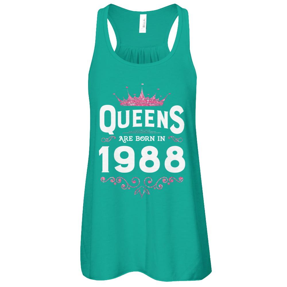 Queens Are Born In 1988 Birthday Gift-T-Shirt & Tank Top-Women's Flowy Racerback Tank-Kelly