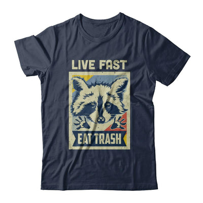 Live Fast Eat Trash Racoon Raccoons Vintage Camping-T-Shirt & Hoodie-Classic T-Shirt-Navy