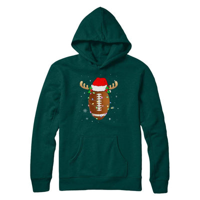 Santa Hat Football Reindeer Christmas Gifts-T-Shirt & Sweatshirt-Pullover Hoodie-Deep Forest