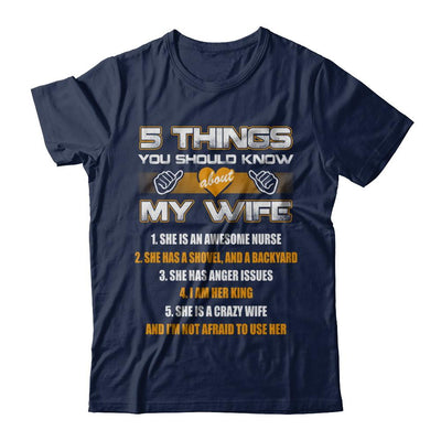 5 Things You Should Know About My Wife She Is Awesome Nurse-T-Shirt & Hoodie-Classic T-Shirt-Navy