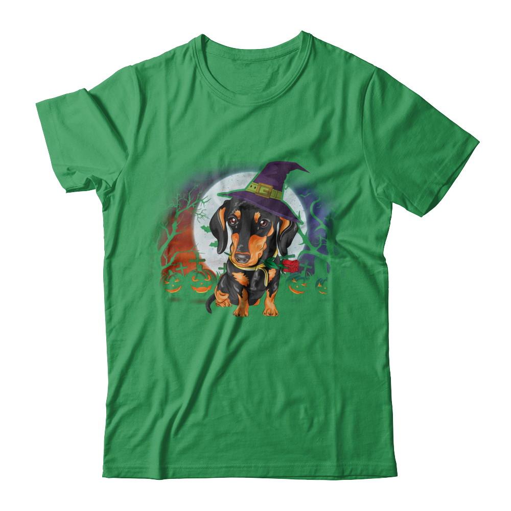 Cute Halloween Dachshund Puppy Pumpkins-T-Shirt & Sweatshirt-Premium T-Shirt-Kelly Green