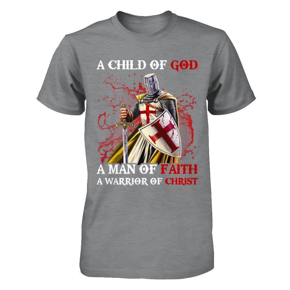 Knights Templar A Child Of God A Man Of Faith A Warrior Of Christ-T-Shirt & Hoodie-Classic T-Shirt-Sport Grey