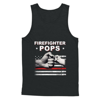 Firefighter Fireman Pops American Flag Fathers Day-T-Shirt & Hoodie-Unisex Tank-Black