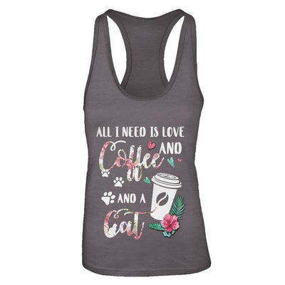 All I Need Is Love And Coffee And A Cat-T-Shirt & Tank Top-Women's Ideal Racerback Tank-Dark Grey