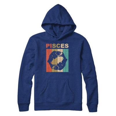 Vintage Pisces Zodiac February March Birthday Gift-T-Shirt & Hoodie-Pullover Hoodie-Deep Royal