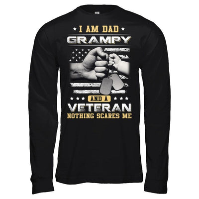 I'm A Dad Grampy And A Veteran Nothing Scares Me-T-Shirt & Hoodie-Long Sleeve T-Shirt-Black