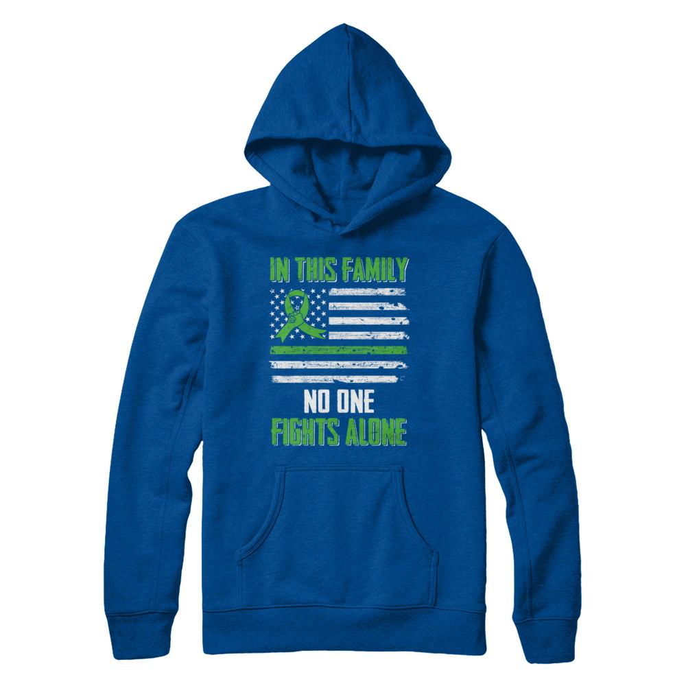 In This Family No One Fights Alone Liver Cancer Green-T-Shirt & Hoodie-Pullover Hoodie-Deep Royal