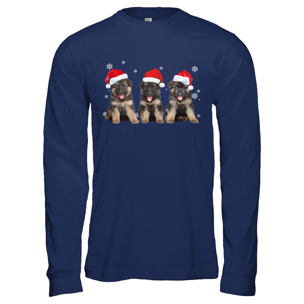 Funny German Shepherd Puppies Christmas Dog Gift-T-Shirt & Hoodie-Long Sleeve T-Shirt-Navy
