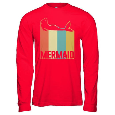 Classic Vintage Retro Style Mermaid-T-Shirt & Hoodie-Long Sleeve T-Shirt-Red