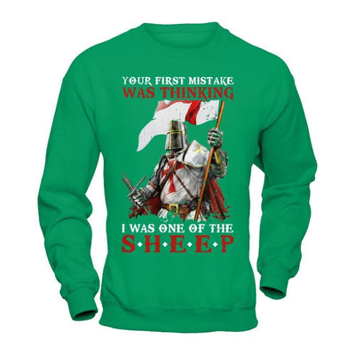 Knight Templar Your First Mistake Was Thinking I Was One Of The Sheep-T-Shirt & Hoodie-Crewneck Sweatshirt-Irish Green